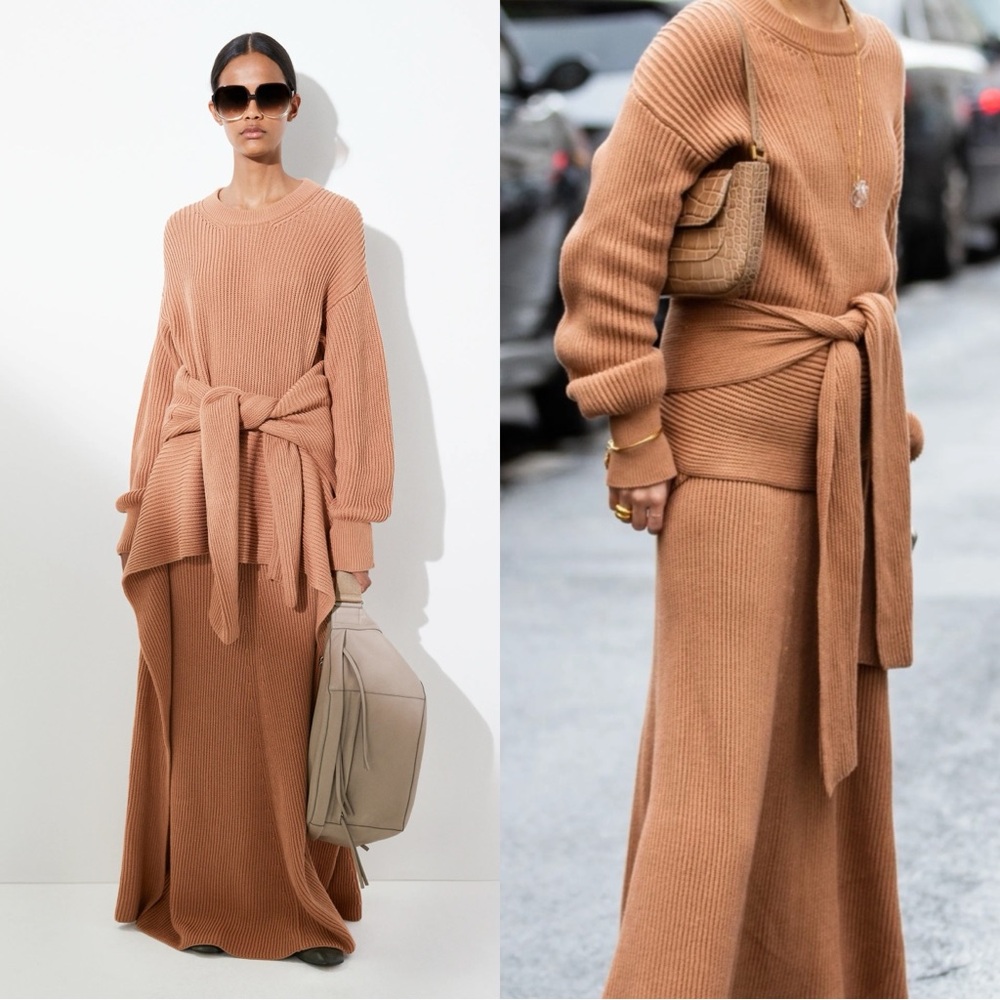 JOSEPH  Tie-Front Ribbed Cotton Sweater